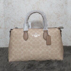 Coach Georgia Satchel Bag in Signature Canvas (Sand)